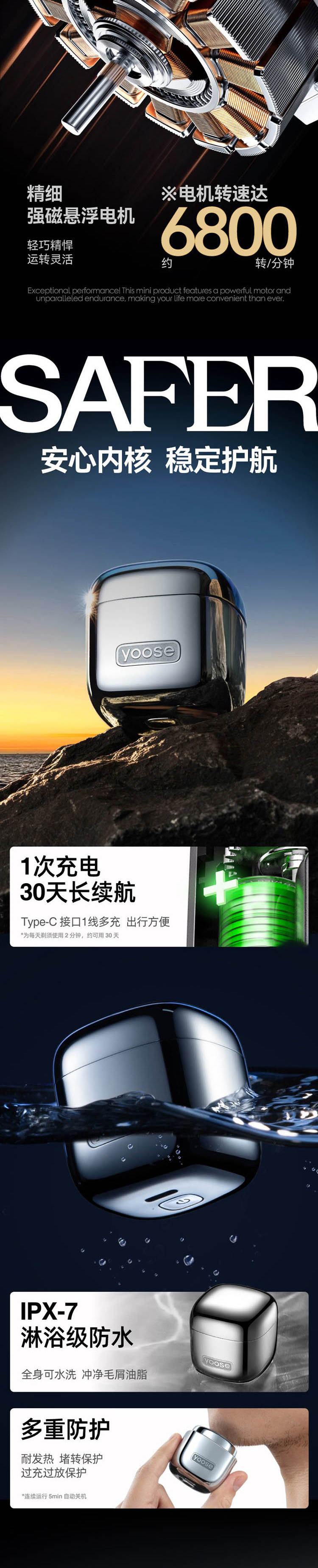 有色D1-S 多功能便携剃须刀 详情图 6